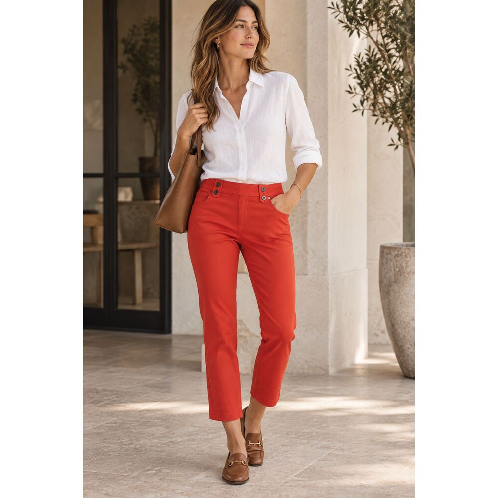 Banana Republic Red Cheer Crop Chino Martin Fit Size 6